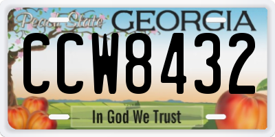 GA license plate CCW8432