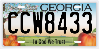 GA license plate CCW8433