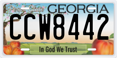 GA license plate CCW8442