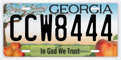 GA license plate CCW8444