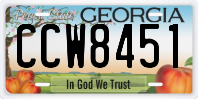 GA license plate CCW8451
