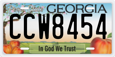 GA license plate CCW8454