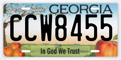 GA license plate CCW8455