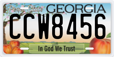 GA license plate CCW8456