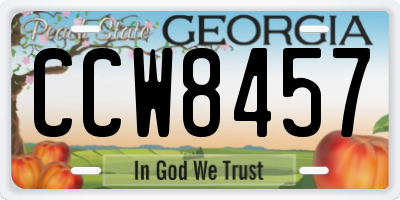 GA license plate CCW8457