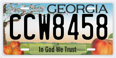 GA license plate CCW8458