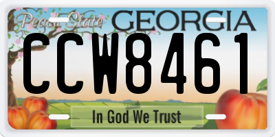 GA license plate CCW8461