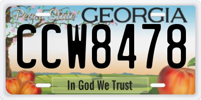 GA license plate CCW8478