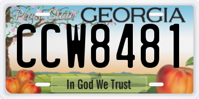 GA license plate CCW8481