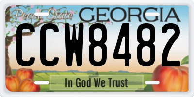 GA license plate CCW8482