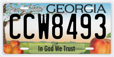GA license plate CCW8493