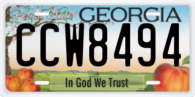 GA license plate CCW8494