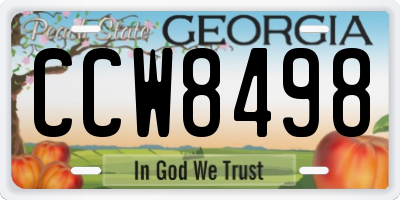 GA license plate CCW8498