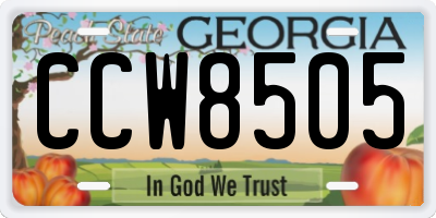 GA license plate CCW8505