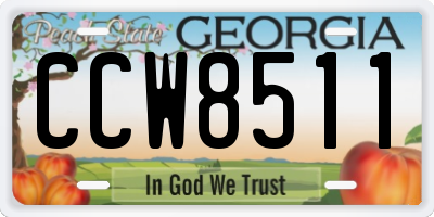 GA license plate CCW8511