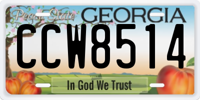 GA license plate CCW8514