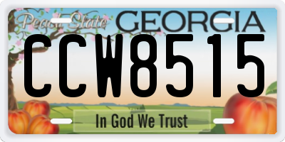 GA license plate CCW8515