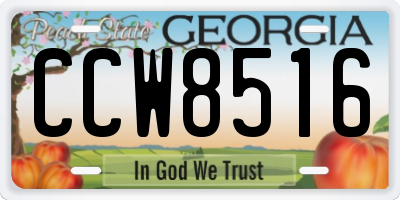GA license plate CCW8516