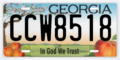 GA license plate CCW8518