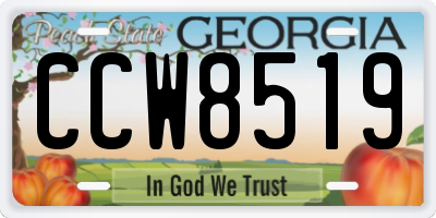 GA license plate CCW8519