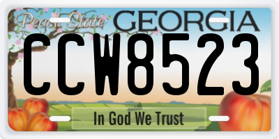 GA license plate CCW8523