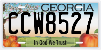 GA license plate CCW8527