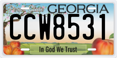 GA license plate CCW8531