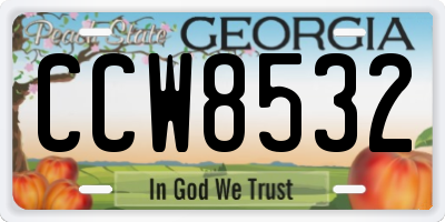 GA license plate CCW8532