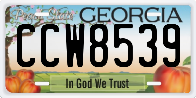 GA license plate CCW8539