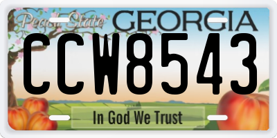 GA license plate CCW8543