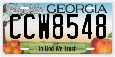 GA license plate CCW8548