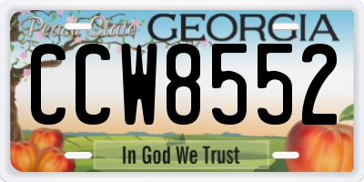GA license plate CCW8552