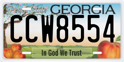 GA license plate CCW8554