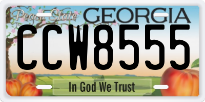 GA license plate CCW8555