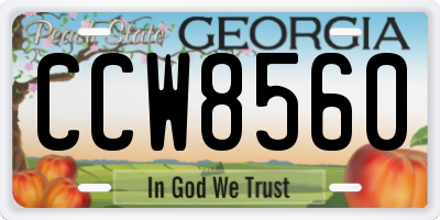 GA license plate CCW8560