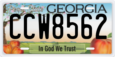 GA license plate CCW8562