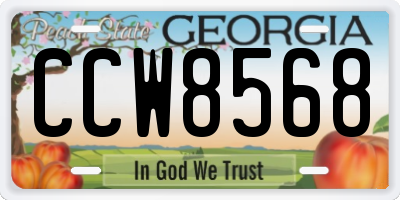 GA license plate CCW8568