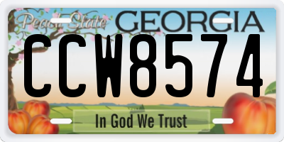 GA license plate CCW8574