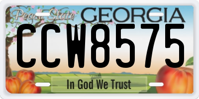 GA license plate CCW8575