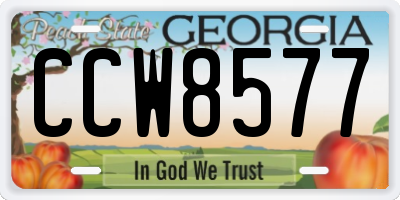GA license plate CCW8577