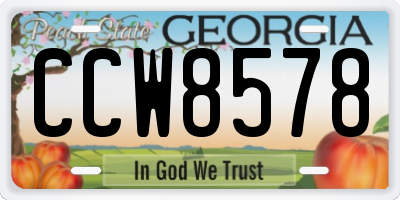 GA license plate CCW8578
