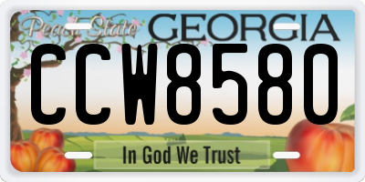 GA license plate CCW8580