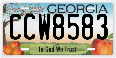 GA license plate CCW8583