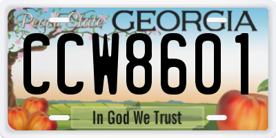 GA license plate CCW8601