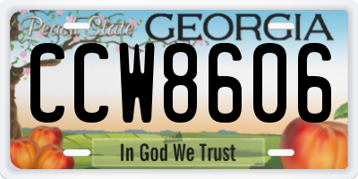 GA license plate CCW8606