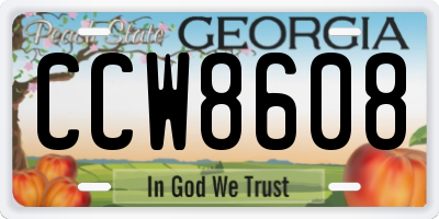 GA license plate CCW8608