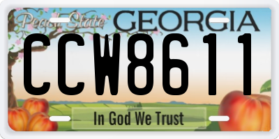 GA license plate CCW8611