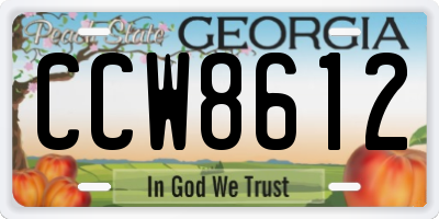 GA license plate CCW8612