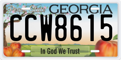 GA license plate CCW8615