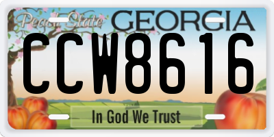 GA license plate CCW8616